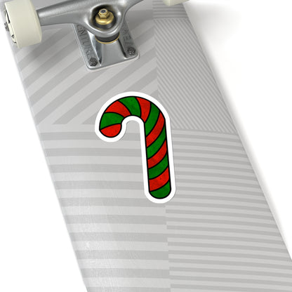 Green And Red Christmas Candy Cane Sticker