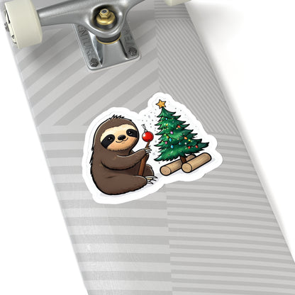 Sloth Decorating Christmas Tree Sticker