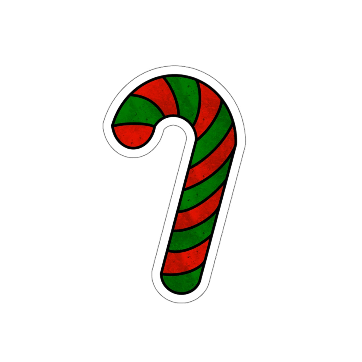 Green And Red Christmas Candy Cane Sticker