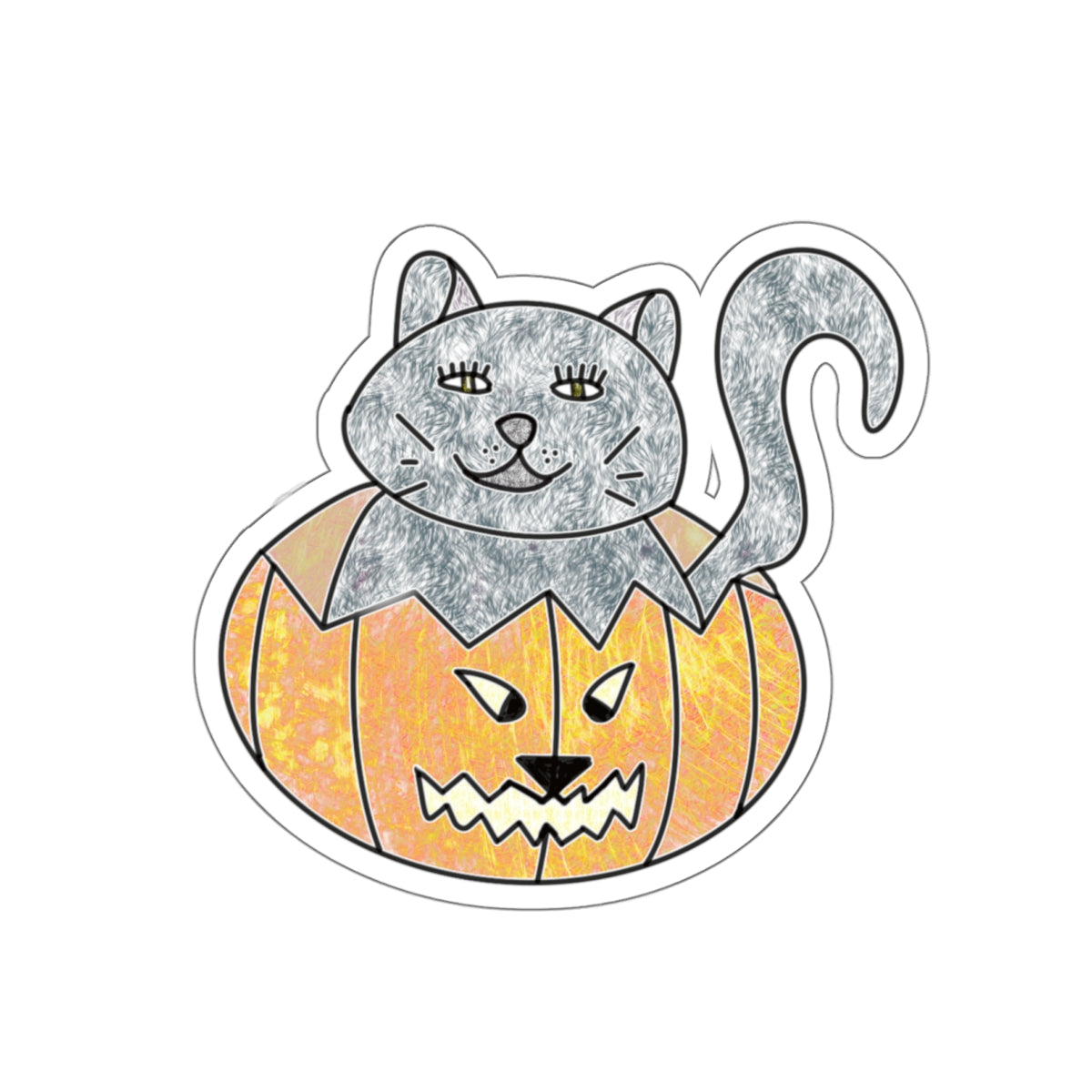 Kitty Pumpkin Sticker