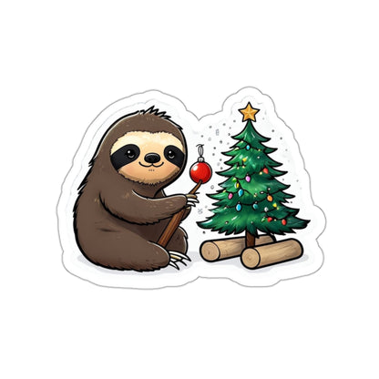 Sloth Decorating Christmas Tree Sticker