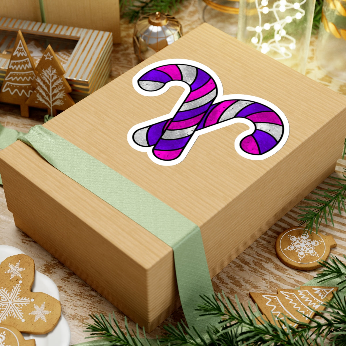 Candy Cane Pink & Purple Christmas Stickers